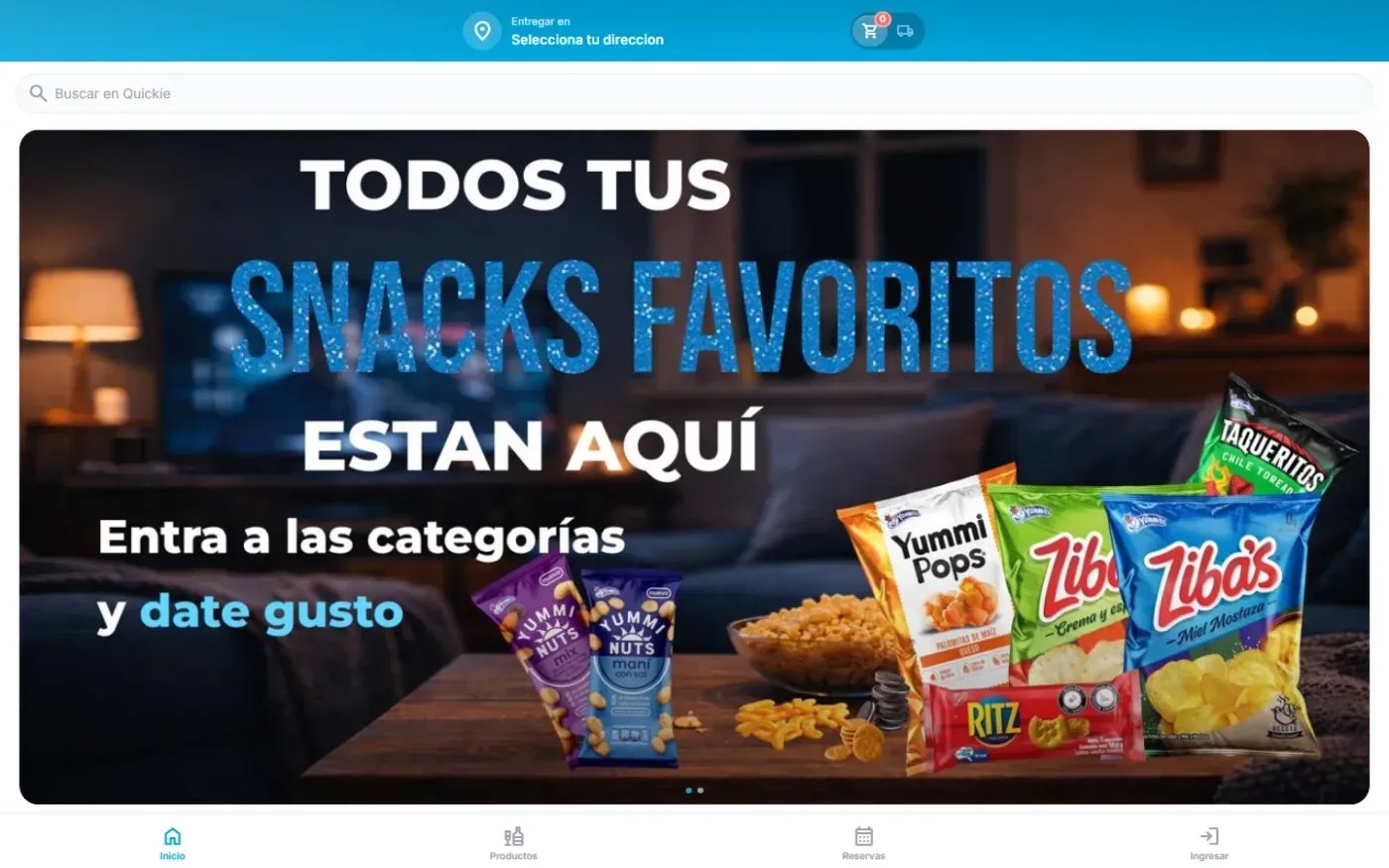 Quickie en la computadora: portada con la promoción de snacks