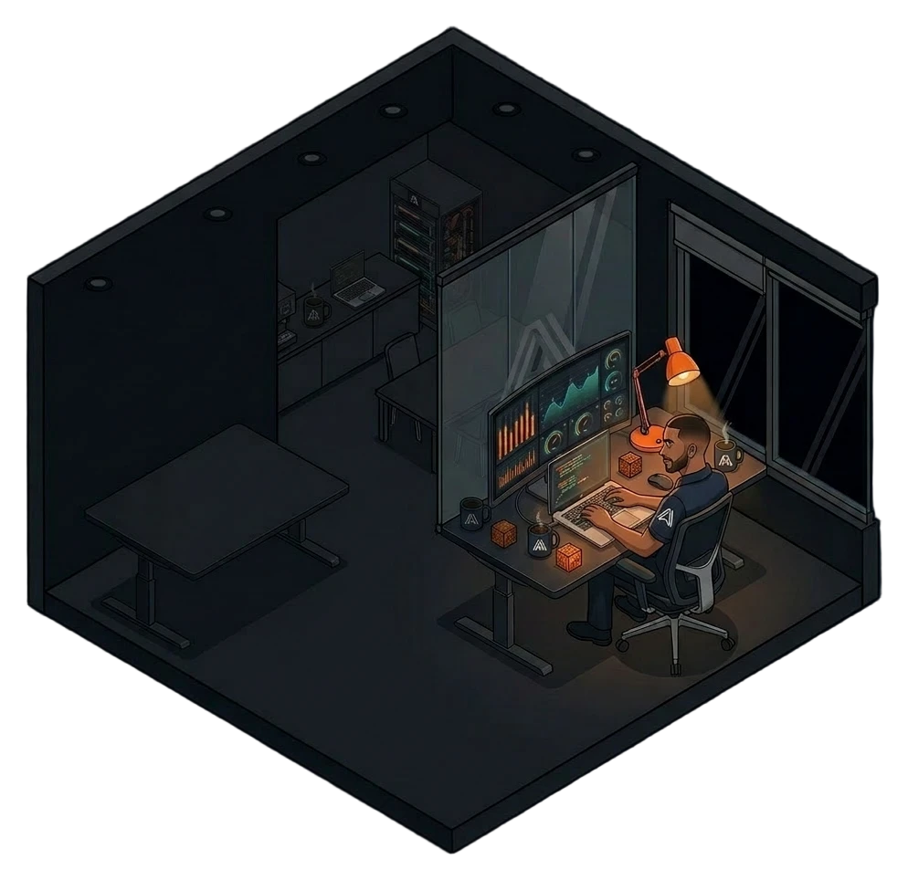 Ingeniero trabajando de noche en tu proyecto